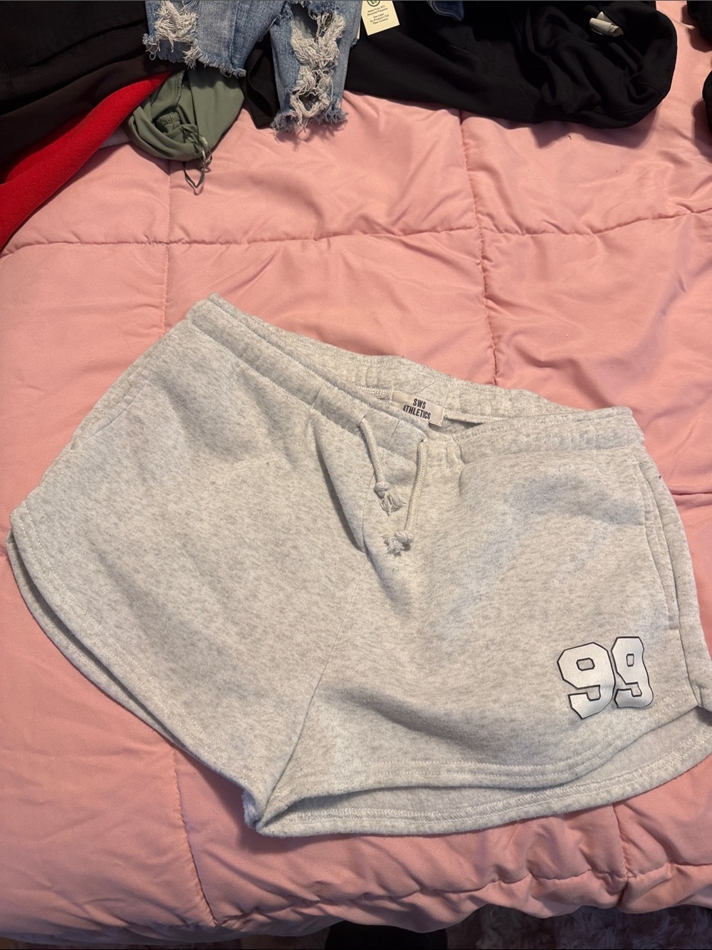 Grey Women's Athletic Drawstring Shorts with 99 Graphic